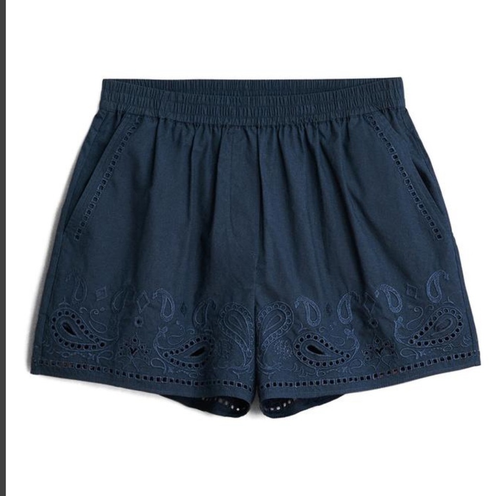 EUC Rag & Bone Maye Elasticized Eyelet Shorts, Navy size Small